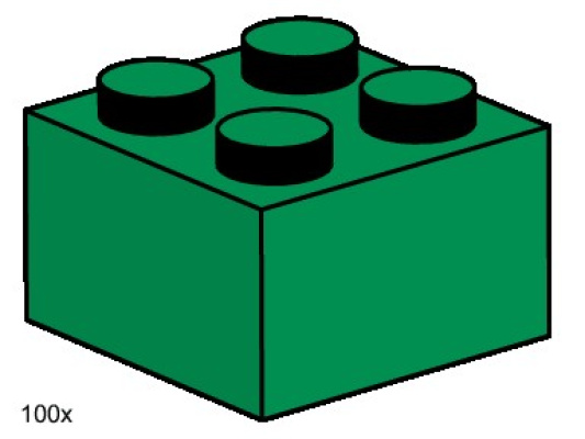 3456-1 2x2 Dark Green Bricks