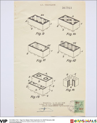 5005996-1 Belgian Patent for LEGO Elements 1958