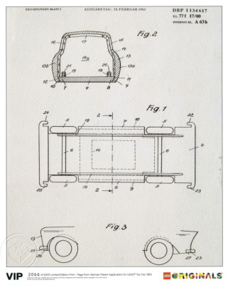 5006006-1 Limited Edition Print – Page from German Patent Application for LEGO Toy Car, 1963