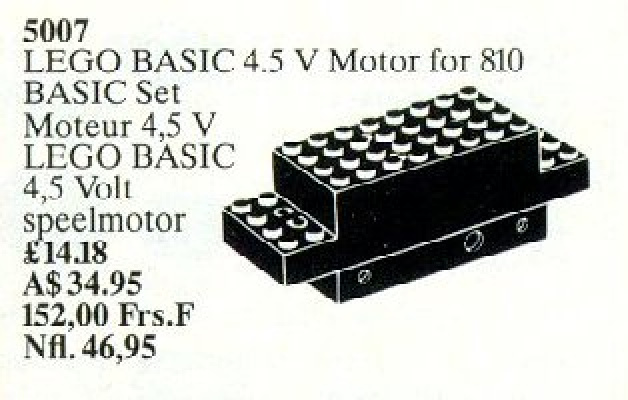 5007-1 Basic Motor 4.5V, Motor and Gear Housing. For use with set 810