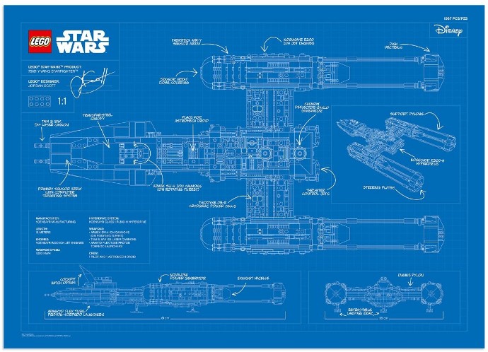 5005624-1 Y-Wing blueprint poster