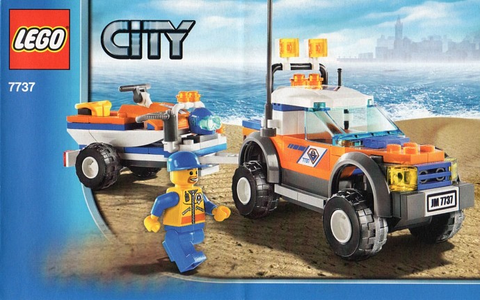 Lego City 7737 Coast Guard 4WD and Jet Scooter Retired DAMAGED Sealed Box 