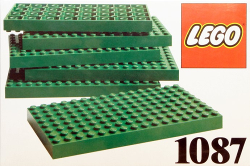 1087-1 6 Lego Baseplates 8 x 16 Green
