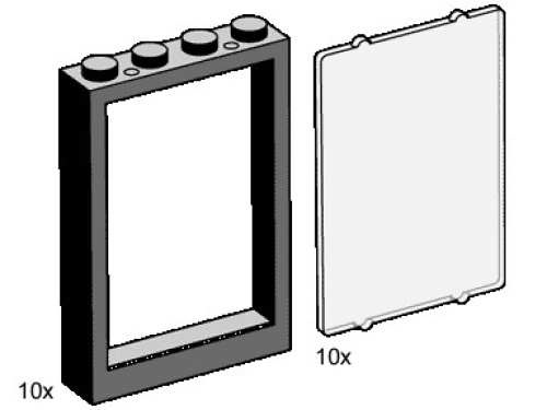 3448-1 1x4x5 Black Window Frames with Clear Panes
