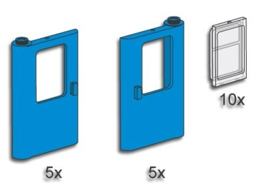 3736-1 Blue Train Doors with Panes