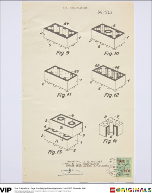 5005996-1 Belgian Patent for LEGO Elements 1958