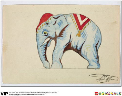 5005997-1 1st Edition Elephant Water Colour Print, Circa 1937