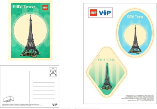 5007716-1 Eiffel tower Postcard and Sticker Set