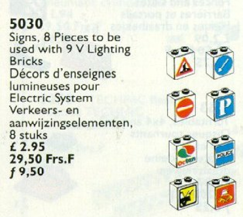 5030-1 Signs for Use with Lighting Bricks 9V