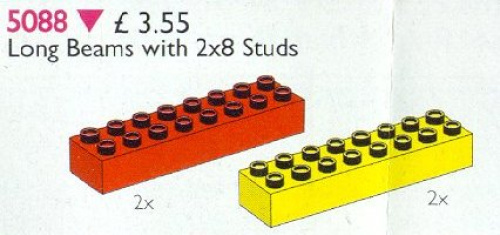 5088-1 Duplo Long Beams 2 x 8 Red and Yellow