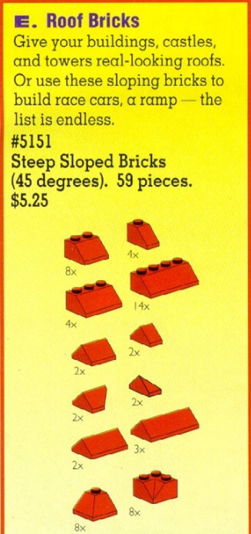 5151-1 Roof Bricks Steep 45 Degrees Red