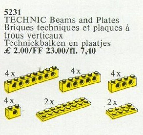 5231-1 20 Technic Beams and Plates Yellow