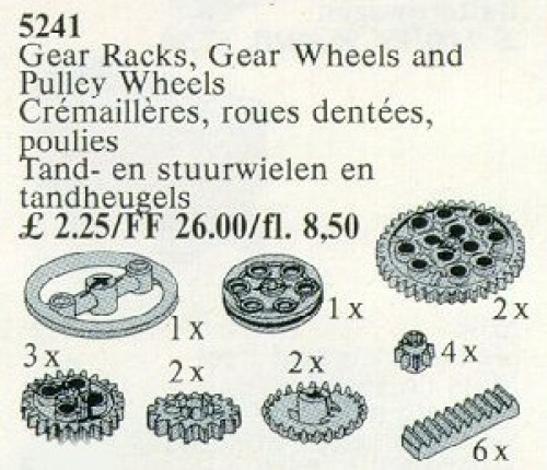 5241-1 Gear Rack and Wheels, Wedge-Belt and Crown Wheels
