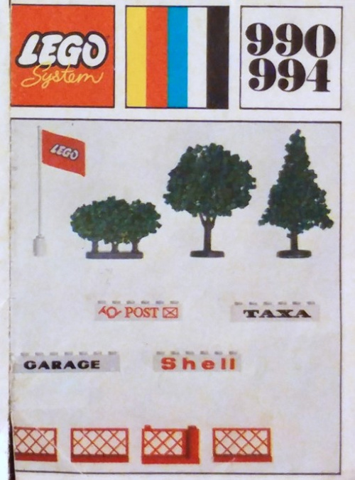 990-1 Trees and Signs (1971 version with granulated trees and 4 bricks)
